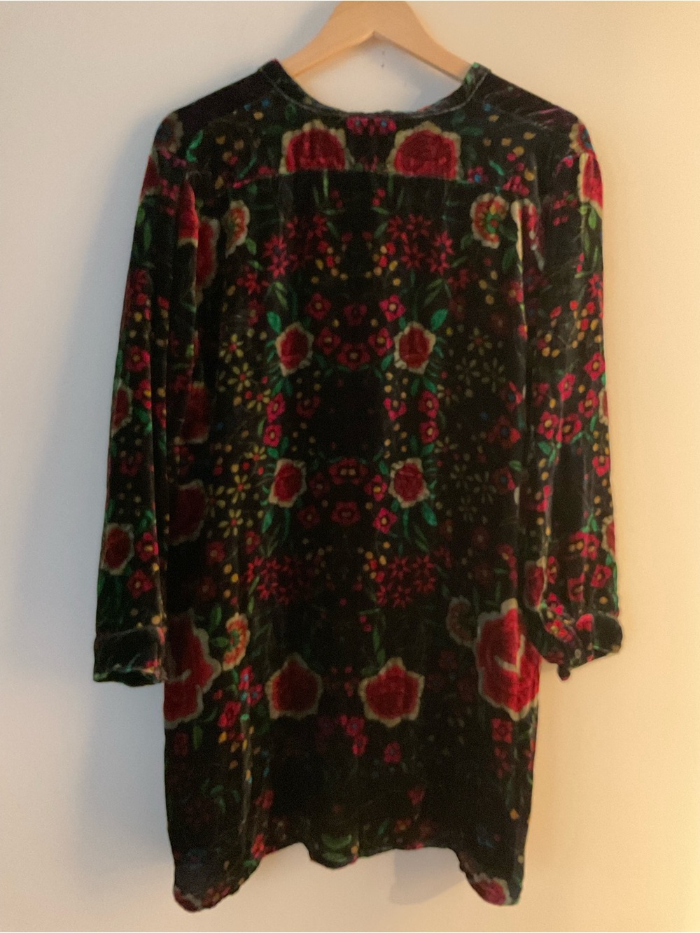 Johnny Was Floral Luxury Silk Velvet Tunic Top Button Up Dress Rich Boho Whimsy - Picture 8 of 9